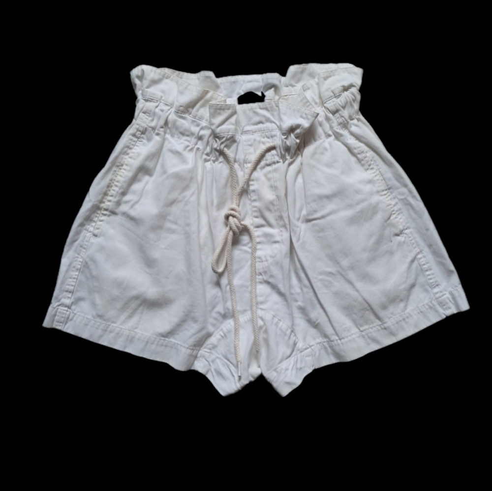 Bassike White Canvas Paper Bag Relaxed Shorts